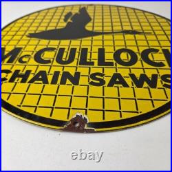 Vintage McCulloch Chain Saws Sign Store Display Gas Service Porcelain Sign