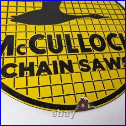 Vintage McCulloch Chain Saws Sign Store Display Gas Service Porcelain Sign
