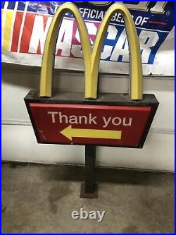 Vintage McDonalds Golden Arches Lighted Sign Drive Thru Pedestal Light post