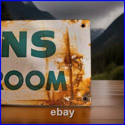 Vintage Men's Restroom Porcelain Sign Esso Tiger Pegasus Mobil 1 Castrol Gas Oil