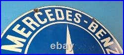 Vintage Mercedes Benz Sign Automobile Dealership Sales Gas Pump Porcelain Sign