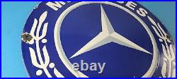 Vintage Mercedes Benz Sign Large Porcelain Auto Shop Gas Pump Sign