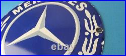 Vintage Mercedes Benz Sign Large Porcelain Auto Shop Gas Pump Sign