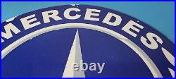 Vintage Mercedes Benz Sign Large Porcelain Auto Shop Gas Pump Sign