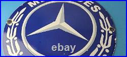 Vintage Mercedes Benz Sign Large Porcelain Auto Shop Gas Pump Sign