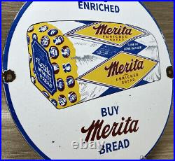 Vintage Merita Bread Porcelain Sign Grocery General Store Restaurant Diner Gas