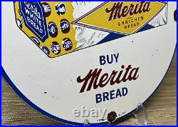 Vintage Merita Bread Porcelain Sign Grocery General Store Restaurant Diner Gas