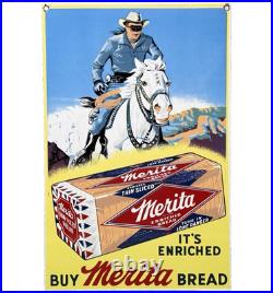 Vintage Merita Bread Porcelain Sign Grocery Store Gas Station Motor Oil