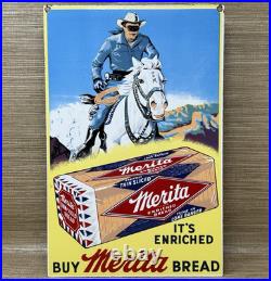 Vintage Merita Bread Porcelain Sign Grocery Store Gas Station Motor Oil