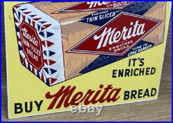 Vintage Merita Bread Porcelain Sign Grocery Store Gas Station Motor Oil