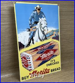 Vintage Merita Bread Porcelain Sign Grocery Store Gas Station Motor Oil