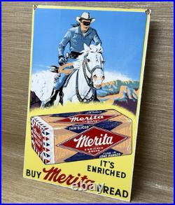 Vintage Merita Bread Porcelain Sign Grocery Store Gas Station Motor Oil
