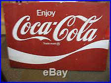 Vintage Metal 54X 36 Red White Enjoy Coca Cola Advertising Panel Sign
