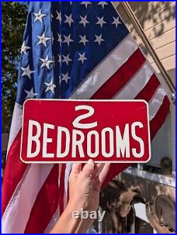 Vintage Metal Advertising Sign Two Bedrooms