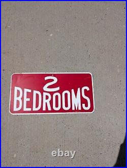 Vintage Metal Advertising Sign Two Bedrooms