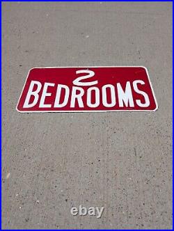 Vintage Metal Advertising Sign Two Bedrooms