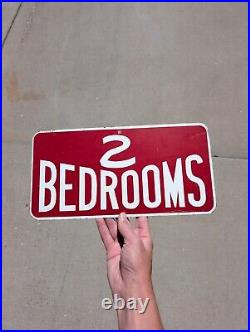 Vintage Metal Advertising Sign Two Bedrooms