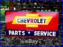 Vintage Metal Chevy CHEVROLET USED CARS Parts Service Gas 36 Hand Painted Sign
