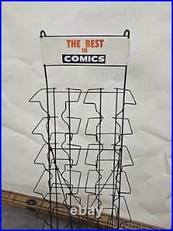 Vintage Metal Comic Book Display Rack Stand BEST IN COMICS Advertising Sign
