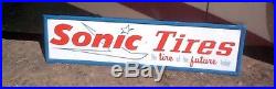 Vintage Metal Early Sonic Tires Advert Sign Gasoline Gas Oil 60X16 Futuristic