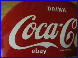 Vintage Metal Enamel Advertising Sign Coke Coca-cola Button 12