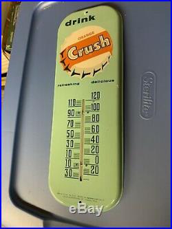 Vintage Metal Orange Crush Thermometer Sign Antique Old Soda Drink Cola 1110