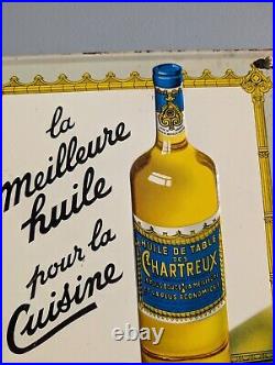 Vintage Metal Original Advertising Sign 1957 French Olive Oil Chartreux