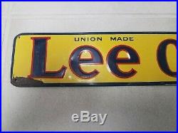 Vintage Metal Sign LEE OVERALLS Union Made Advertising Antique Jeans