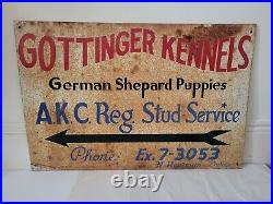 Vintage Metal / Tin German Shepard Puppies A. K. C. Advertising Sign Not Porcelain