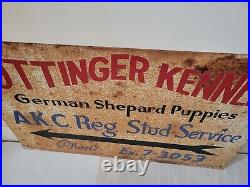 Vintage Metal / Tin German Shepard Puppies A. K. C. Advertising Sign Not Porcelain