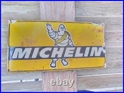 Vintage Michelin Porcelain Sign Advertising Sign Tires Appx 15.5×8