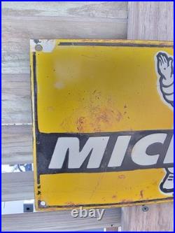 Vintage Michelin Porcelain Sign Advertising Sign Tires Appx 15.5×8