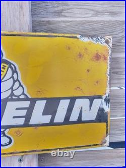 Vintage Michelin Porcelain Sign Advertising Sign Tires Appx 15.5×8
