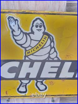 Vintage Michelin Porcelain Sign Advertising Sign Tires Appx 15.5×8