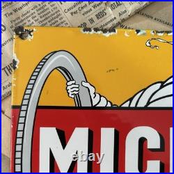 Vintage Michelin Tires 8x12 Inches Porcelain Enamel Sign