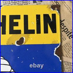 Vintage Michelin Tires Bicycle Car Auto 12x9 Inches Porcelain Enamel Sign
