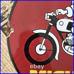 Vintage Michelin Tires Man Gas Oil Truck 12 Inch Porcelain Enamel Sign