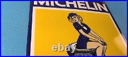 Vintage Michelin Tires Porcelain Gas Auto Service Store Pump Plate Sign