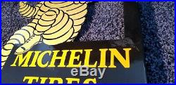 Vintage Michelin Tires Porcelain Gas Double Sided Service Station Flange Sign