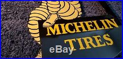 Vintage Michelin Tires Porcelain Gas Double Sided Service Station Flange Sign