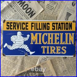 Vintage Michelin Tires Service Filling Station 18x9 Inches Porcelain Enamel Sign
