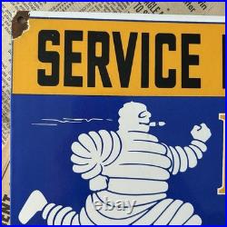 Vintage Michelin Tires Service Filling Station 18x9 Inches Porcelain Enamel Sign