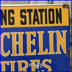 Vintage Michelin Tires Service Filling Station 18x9 Inches Porcelain Enamel Sign
