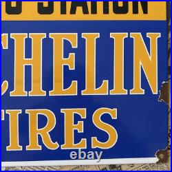 Vintage Michelin Tires Service Filling Station 18x9 Inches Porcelain Enamel Sign