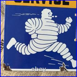 Vintage Michelin Tires Service Filling Station 18x9 Inches Porcelain Enamel Sign
