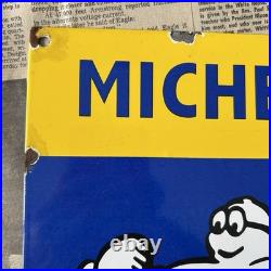 Vintage Michelin Tyre Services Car Auto 12x9 Inches Porcelain Enamel Sign