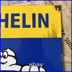Vintage Michelin Tyre Services Car Auto 12x9 Inches Porcelain Enamel Sign