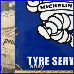 Vintage Michelin Tyre Services Car Auto 12x9 Inches Porcelain Enamel Sign