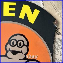 Vintage Michelin Tyres Dealer Sign 14x11 Inches Porcelain Enamel Sign
