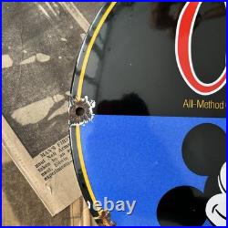 Vintage Mickey's Coffee Disney Blend 12 Inch Convex Porcelain Enamel Sign